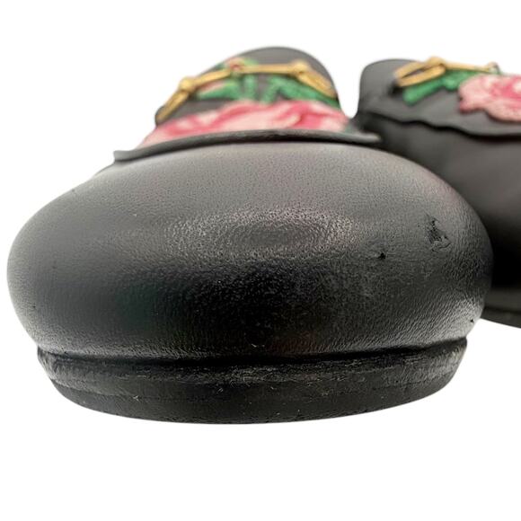 Gucci Princetown Horsebit Loafer Floral Flower Black Leather Mules EU 41 US 11 - Picture 5 of 16